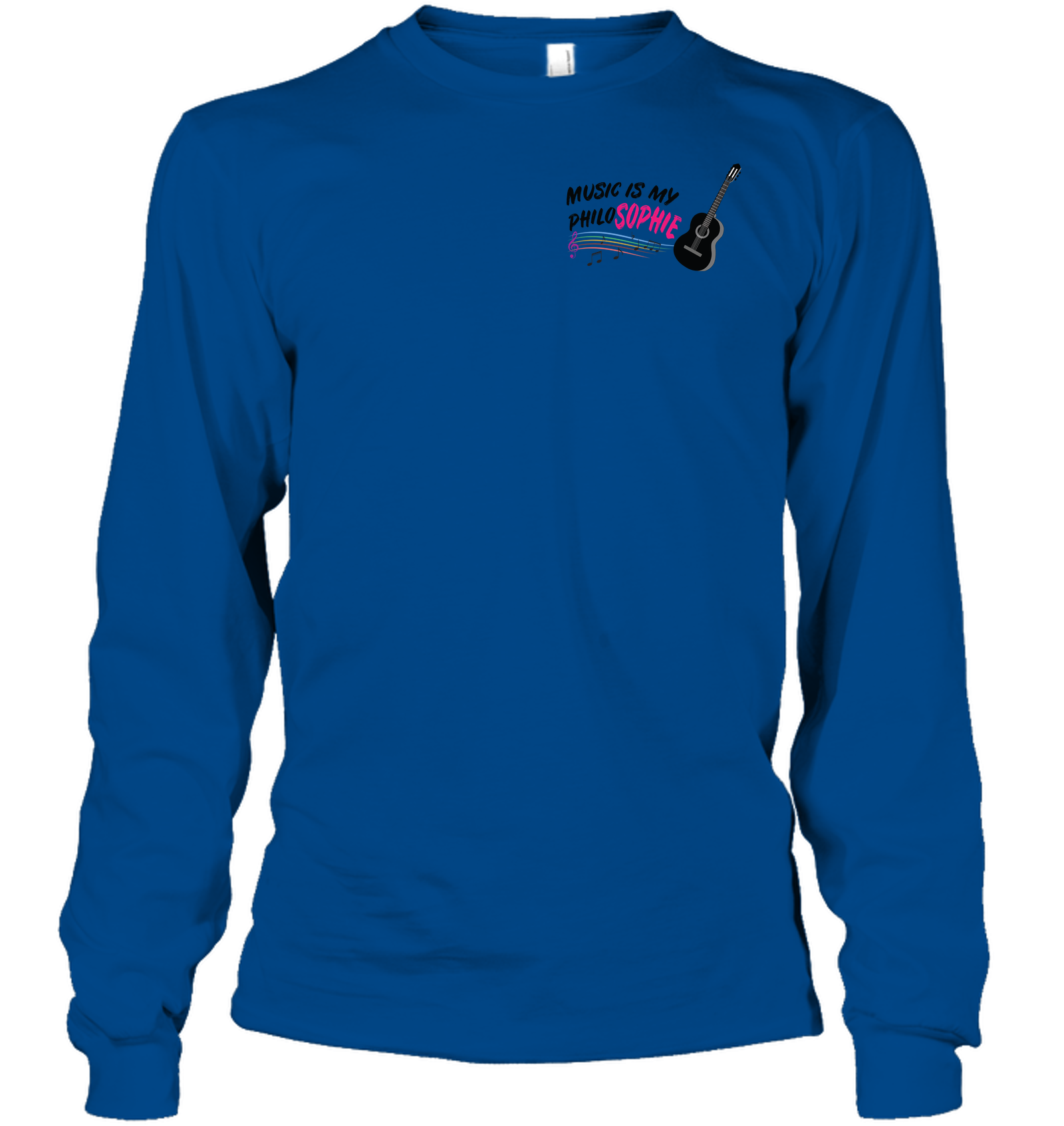Music is my Philo-Sophie Colorful + Guitar (Pocket Size) - Gildan Adult Classic Long Sleeve T-Shirt