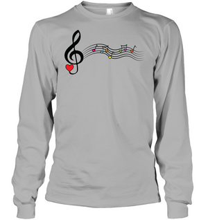 Musical Waves, Heart Notes and Colors - Gildan Adult Classic Long Sleeve T-Shirt