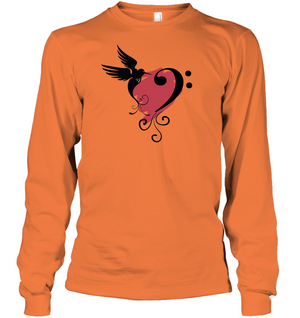 Bird and Musical Heart Red - Gildan Adult Classic Long Sleeve T-Shirt