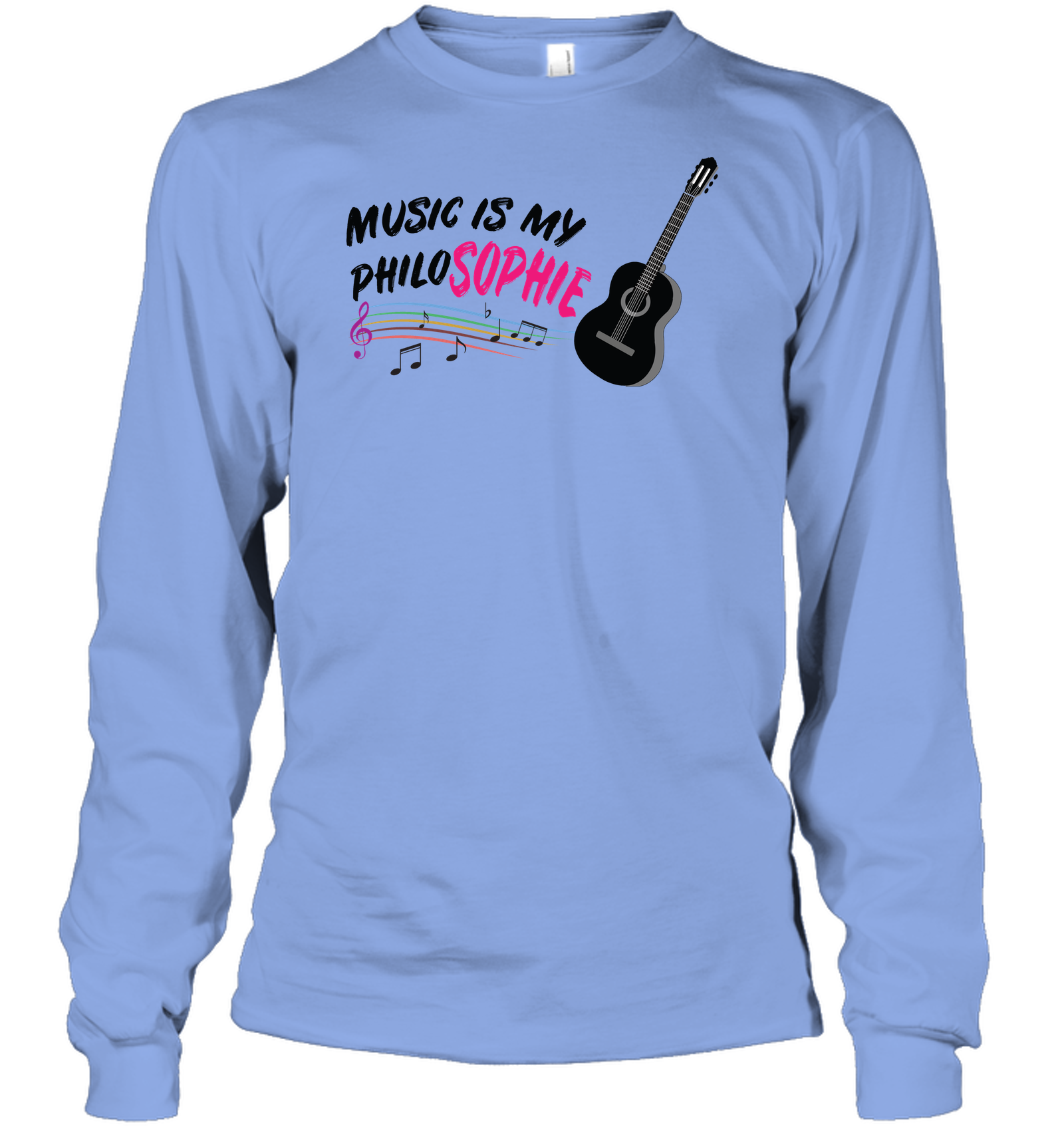Music is my Philo-Sophie Colorful + Guitar - Gildan Adult Classic Long Sleeve T-Shirt