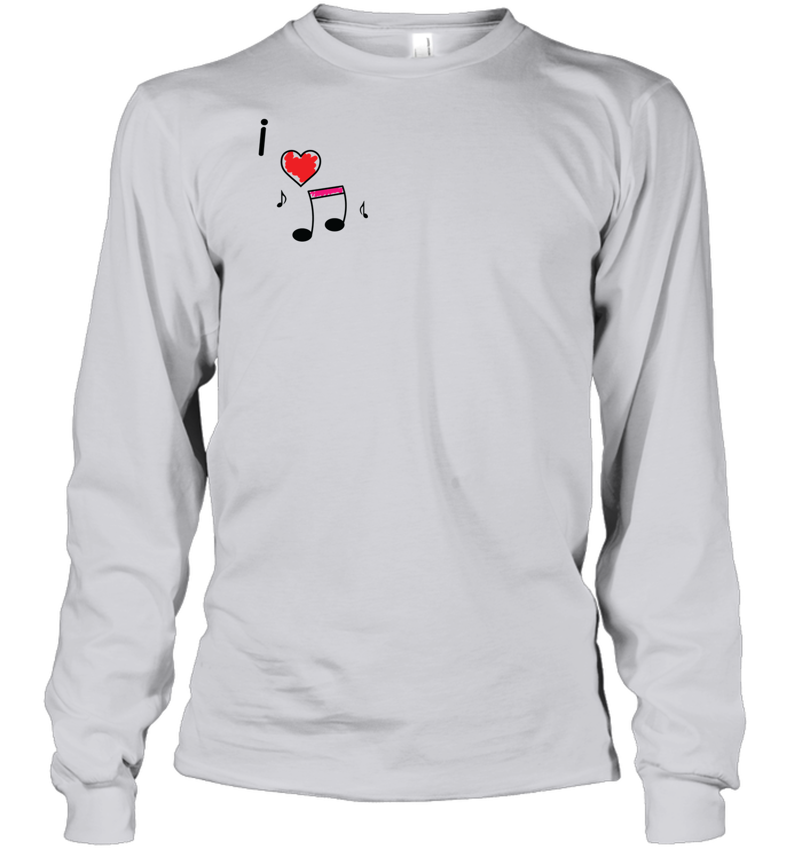 I Love Music Hearts and Fun (Pocket Size) - Gildan Adult Classic Long Sleeve T-Shirt