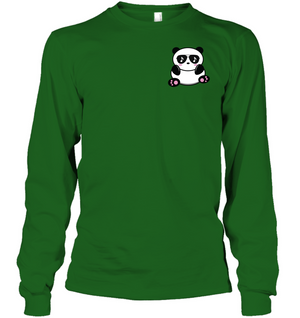 Cool Music Loving Panda feeling the beat (Pocket Size) - Gildan Adult Classic Long Sleeve T-Shirt