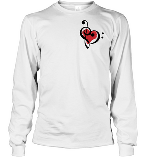 Treble Bass Red Heart (Pocket Size) - Gildan Adult Classic Long Sleeve T-Shirt