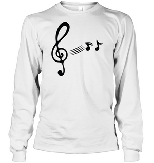 Treble Clef with floating Notes - Gildan Adult Classic Long Sleeve T-Shirt