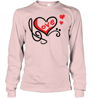 Love Music Heart Red  - Gildan Adult Classic Long Sleeve T-Shirt