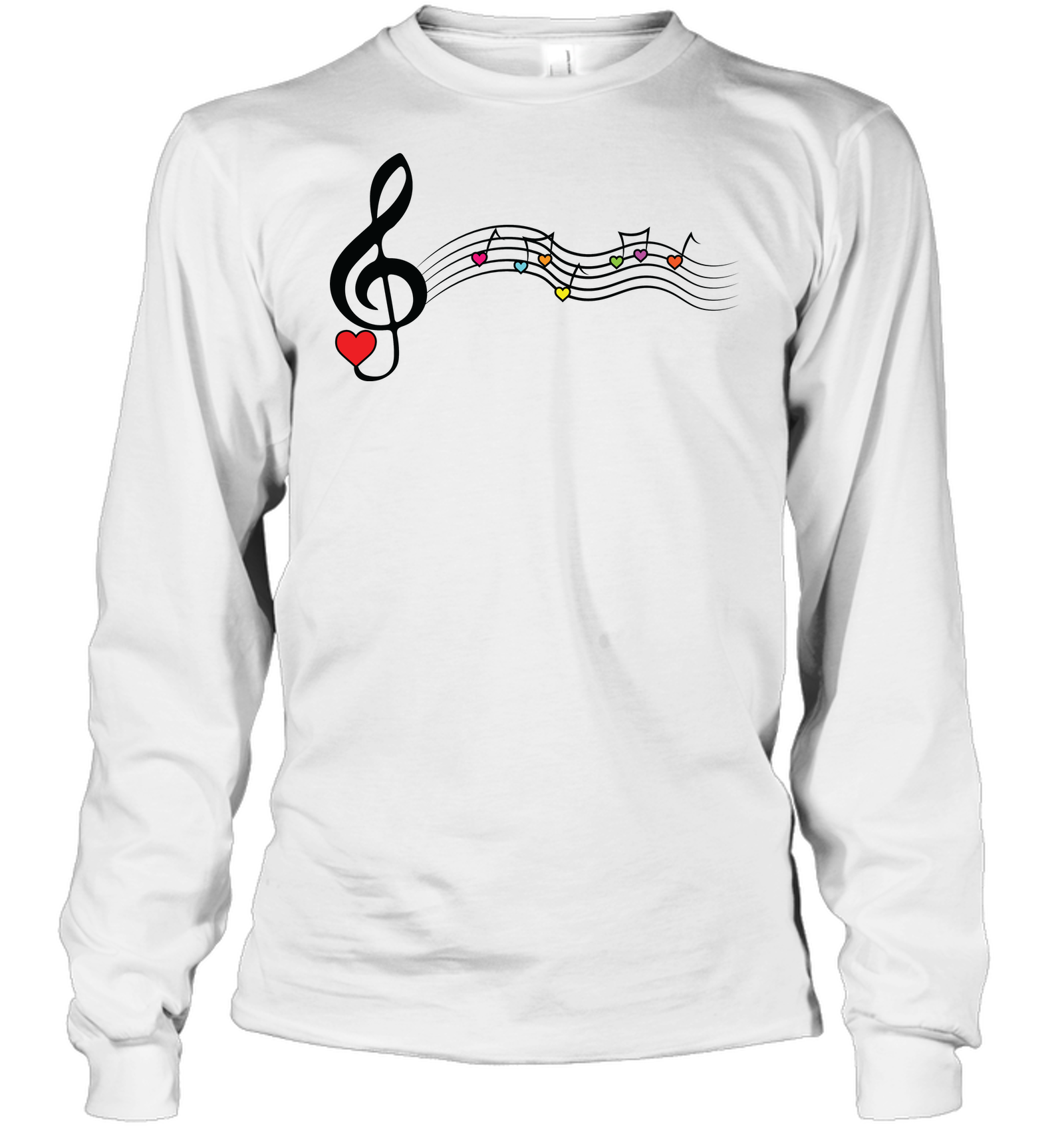 Musical Waves, Heart Notes and Colors - Gildan Adult Classic Long Sleeve T-Shirt