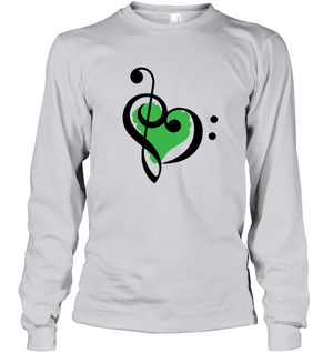 Treble Bass Green Heart - Gildan Adult Classic Long Sleeve T-Shirt