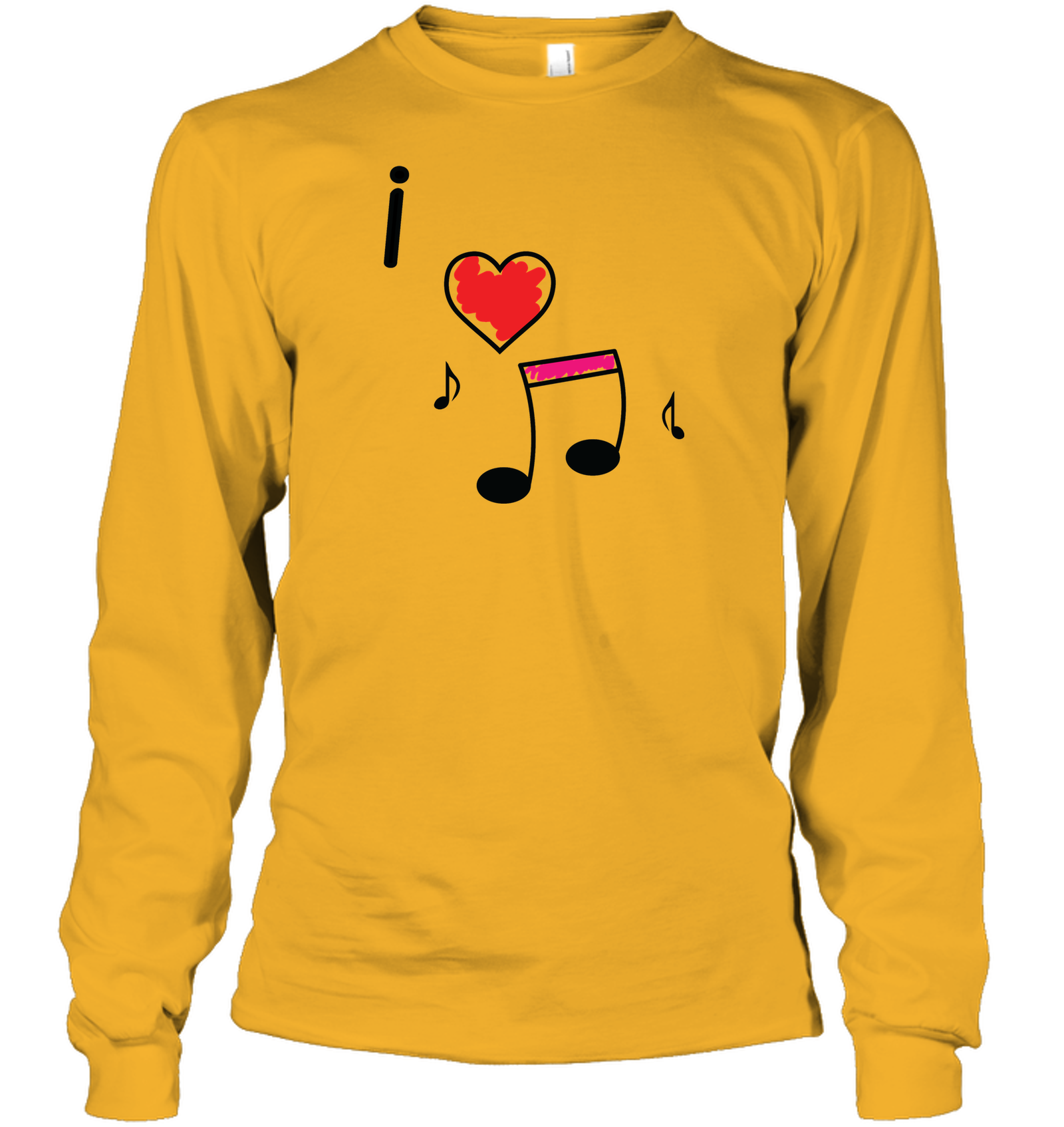 I Love Music Hearts and Fun - Gildan Adult Classic Long Sleeve T-Shirt