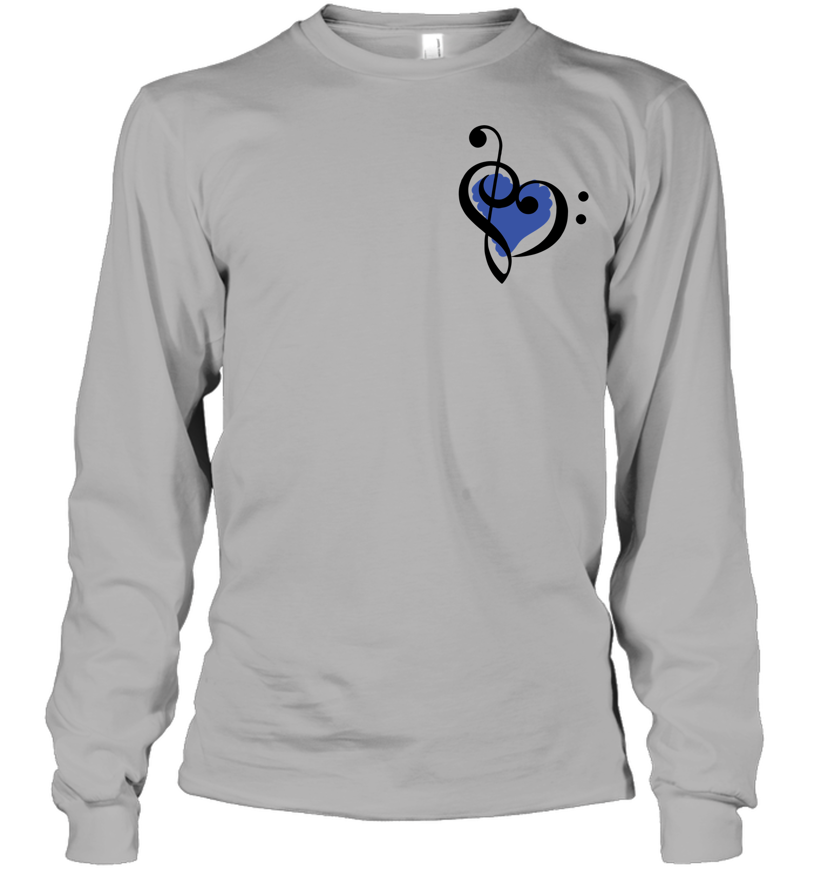 Treble Bass Blue Heart (Pocket Size) - Gildan Adult Classic Long Sleeve T-Shirt