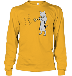 Cat with Trumpet - Gildan Adult Classic Long Sleeve T-Shirt