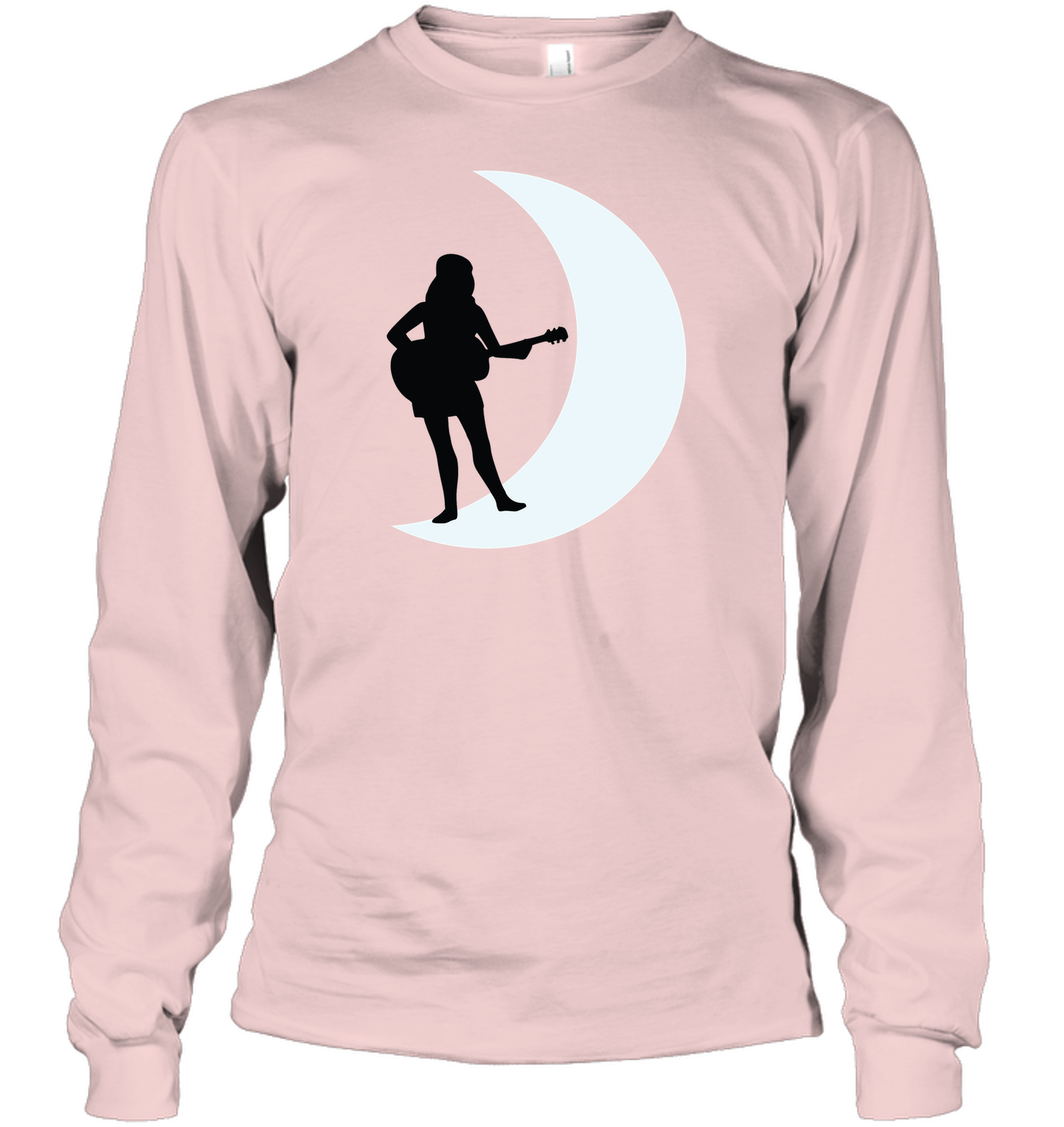 Moonlight Guitar Player White - Gildan Adult Classic Long Sleeve T-Shirt