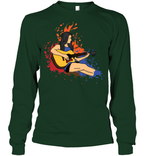 Girl Playing Guitar Splash - Gildan Adult Classic Long Sleeve T-Shirt