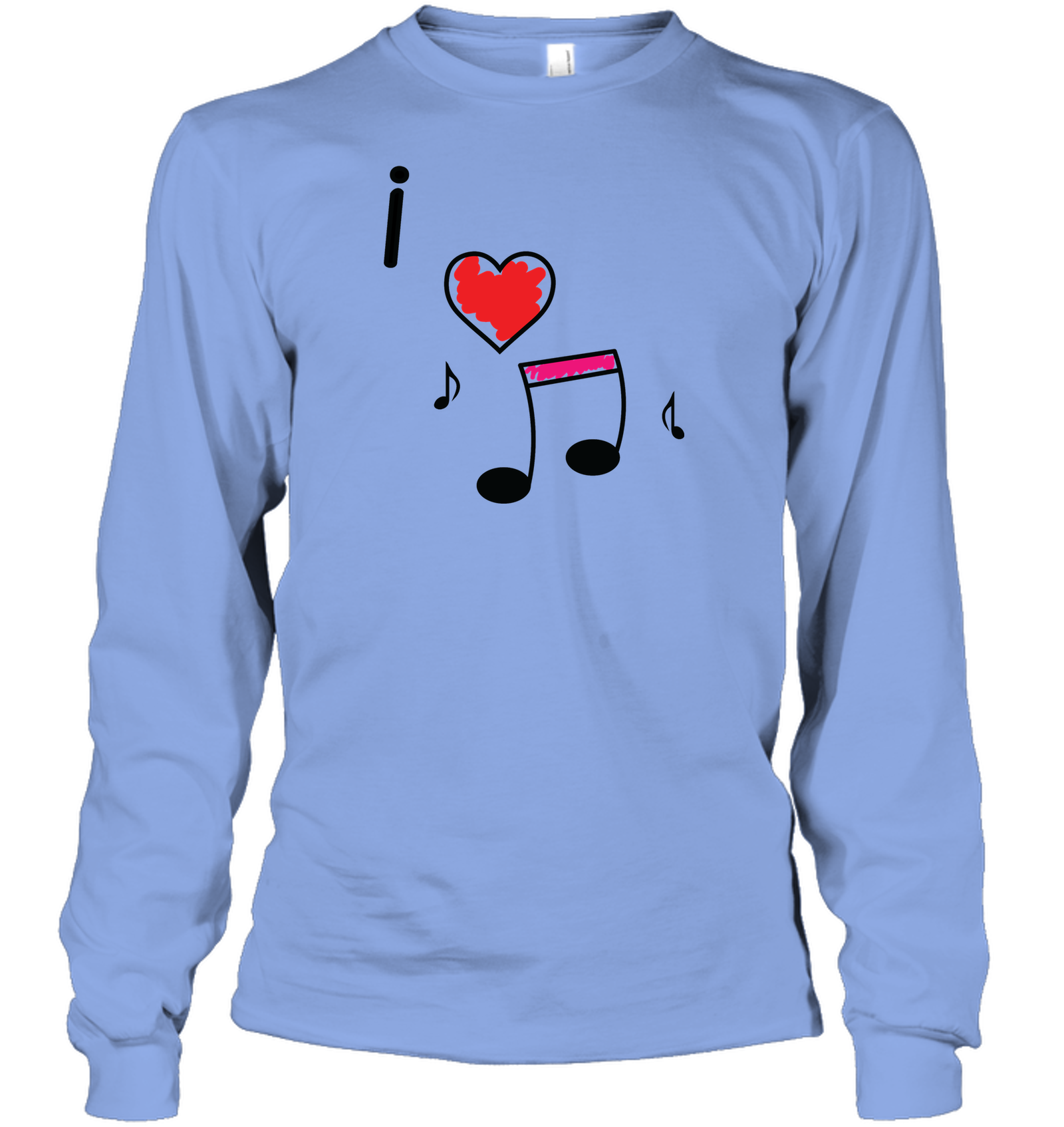 I Love Music Hearts and Fun - Gildan Adult Classic Long Sleeve T-Shirt