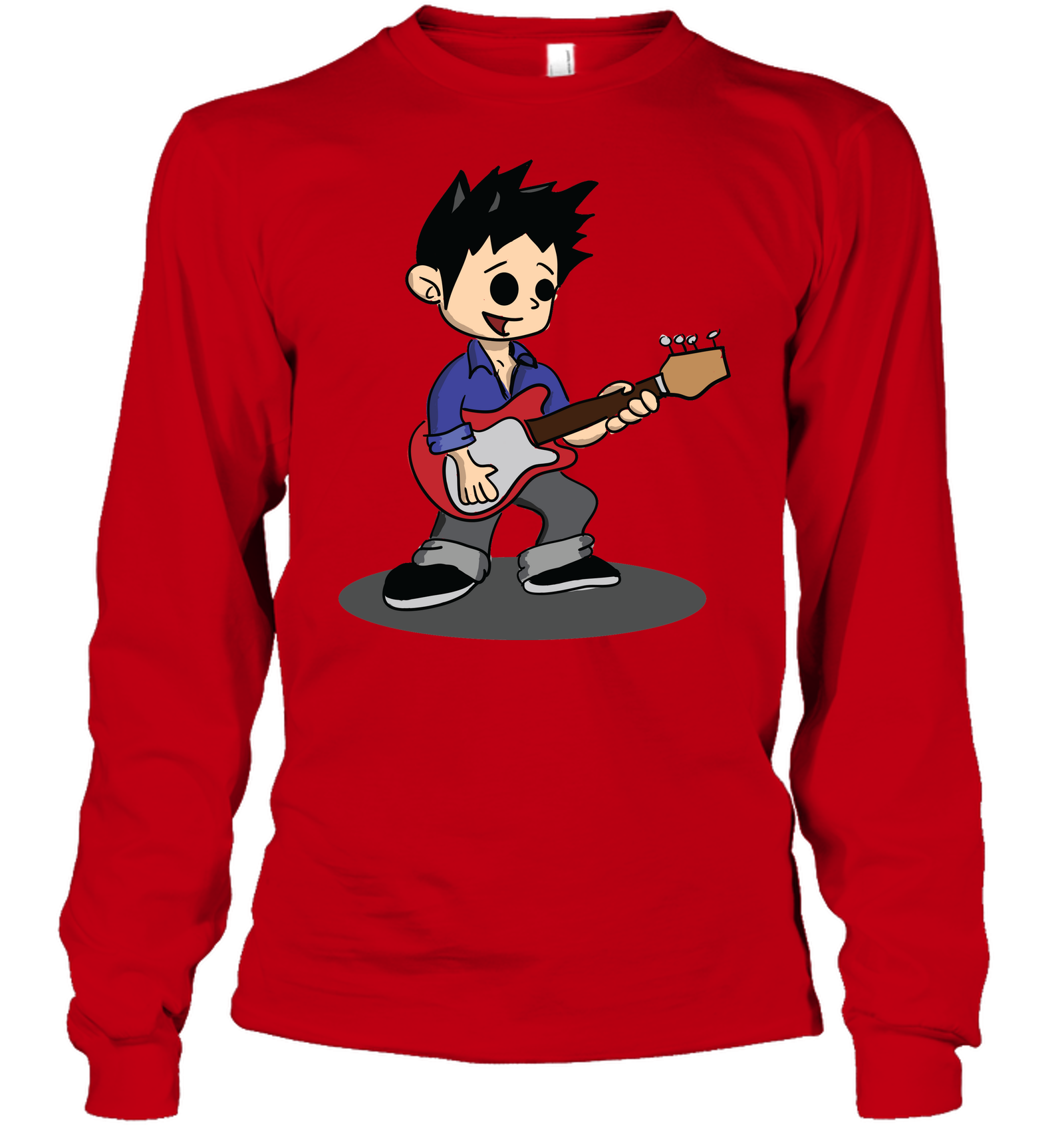 Boy Playing Guitar - Gildan Adult Classic Long Sleeve T-Shirt
