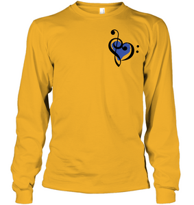 Treble Bass Blue Heart (Pocket Size) - Gildan Adult Classic Long Sleeve T-Shirt