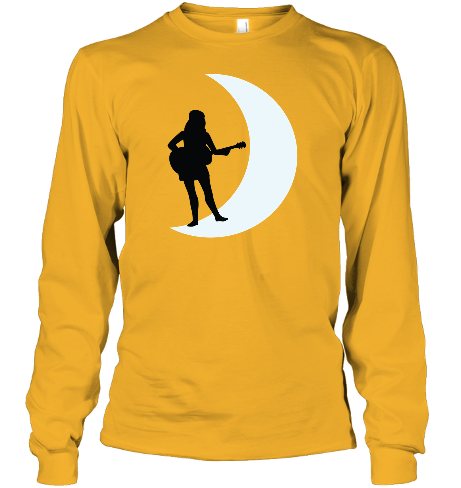 Moonlight Guitar Player White - Gildan Adult Classic Long Sleeve T-Shirt