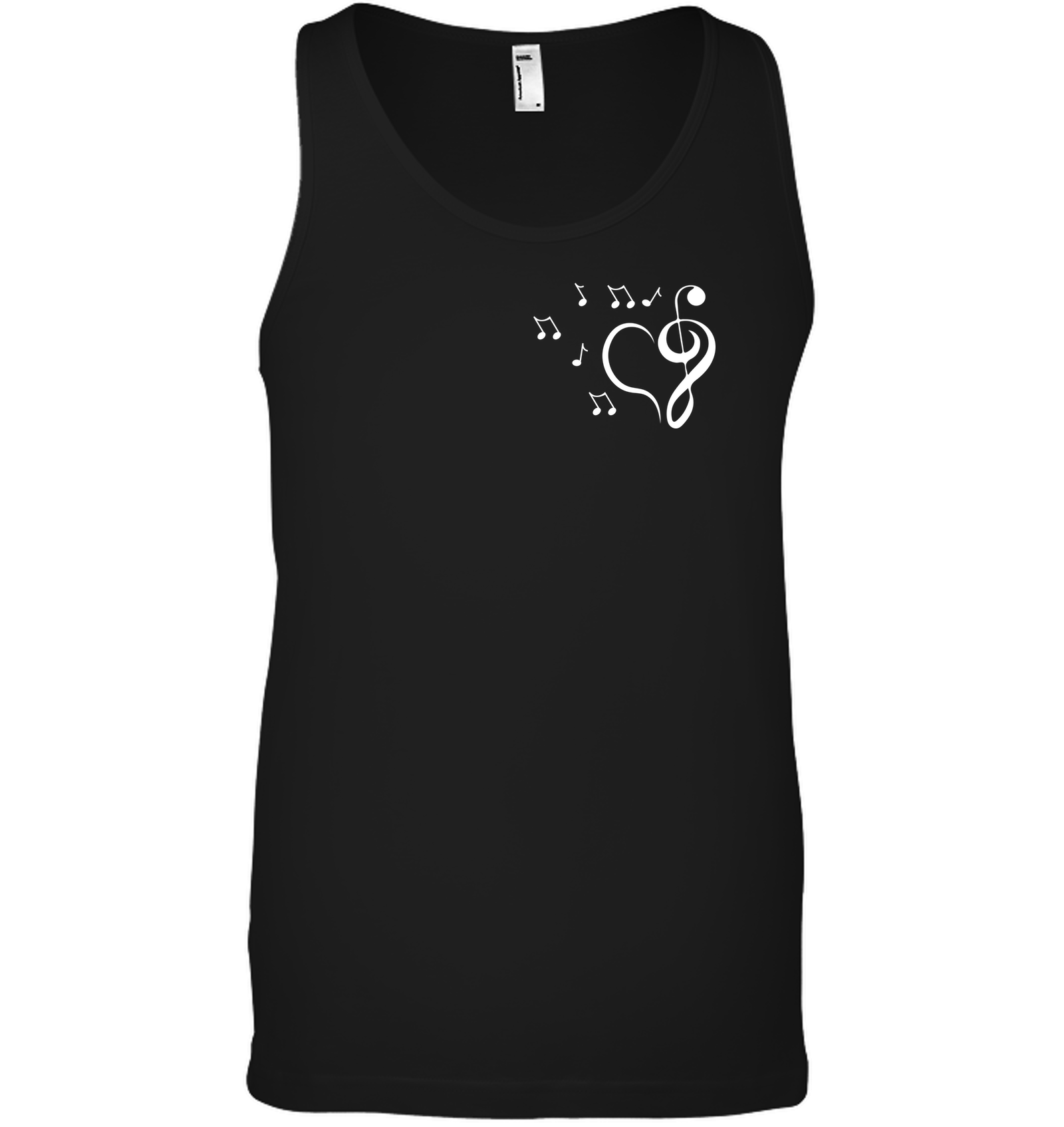 Musical heart with floating notes (Pocket Size)  - Bella + Canvas Unisex Jersey Tank
