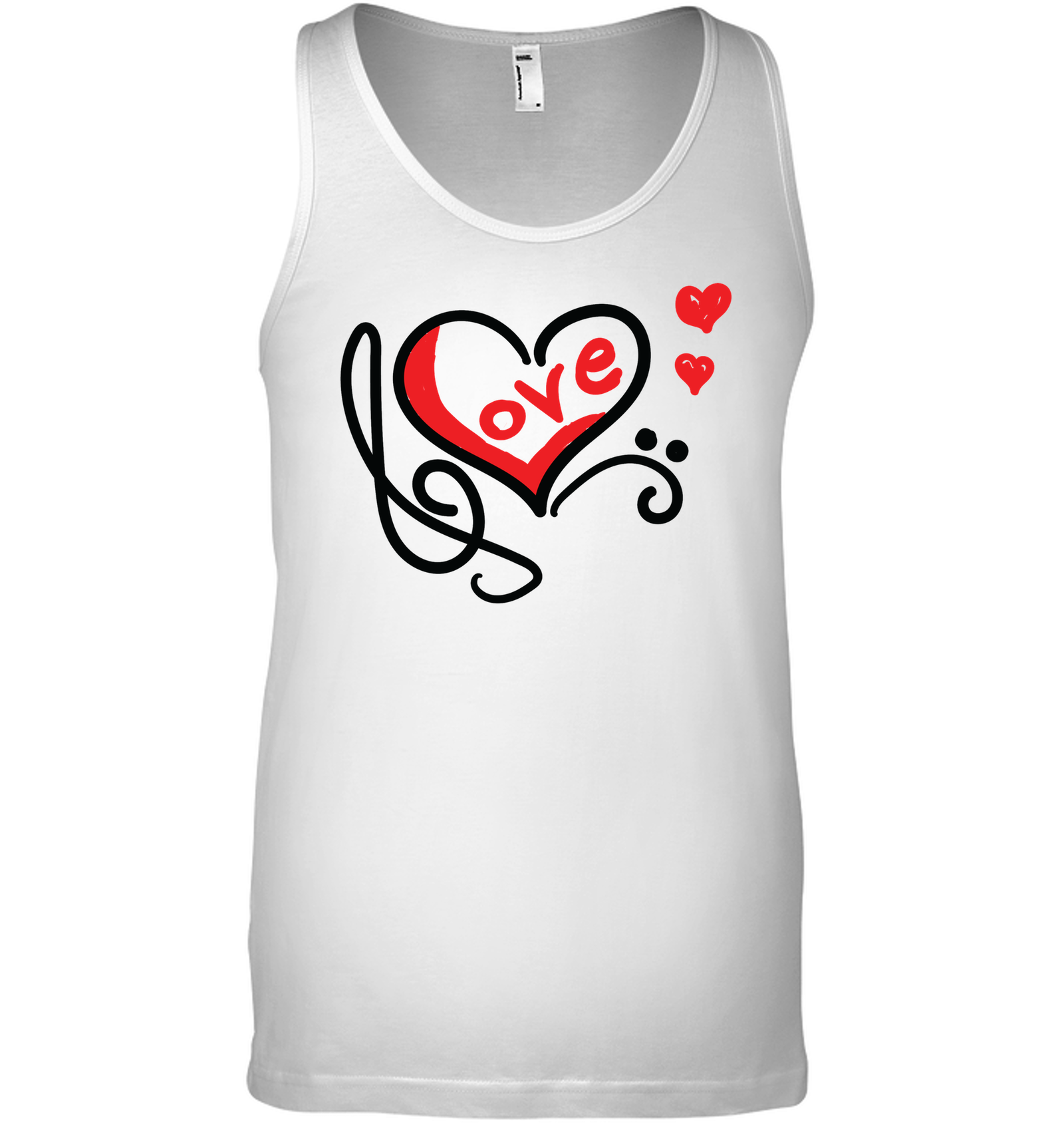 Love Music Heart Red  - Bella + Canvas Unisex Jersey Tank