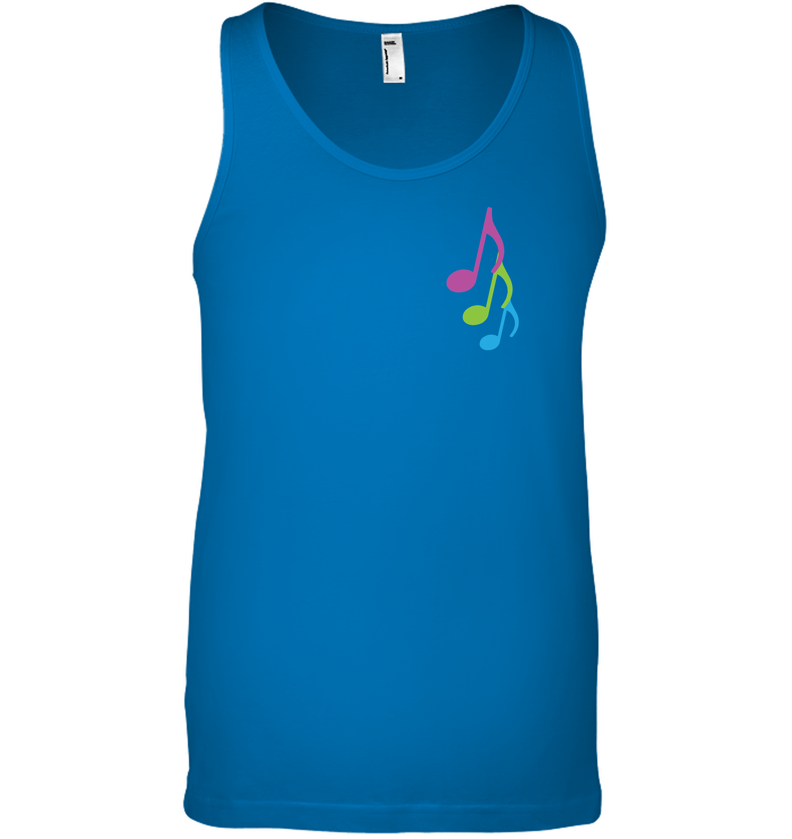 Three colorful musical notes (Pocket Size) - Bella + Canvas Unisex Jersey Tank