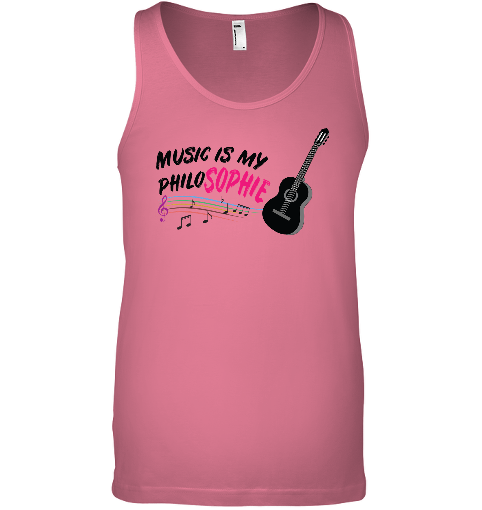 Music is my Philo-Sophie Colorful + Guitar - Bella + Canvas Unisex Jersey Tank