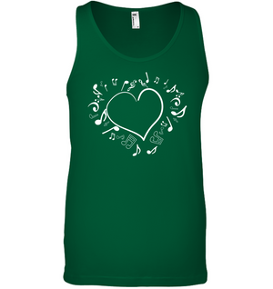 Floating Notes Heart White - Bella + Canvas Unisex Jersey Tank