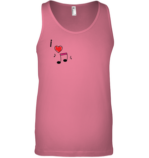 I Love Music Hearts and Fun (Pocket Size) - Bella + Canvas Unisex Jersey Tank