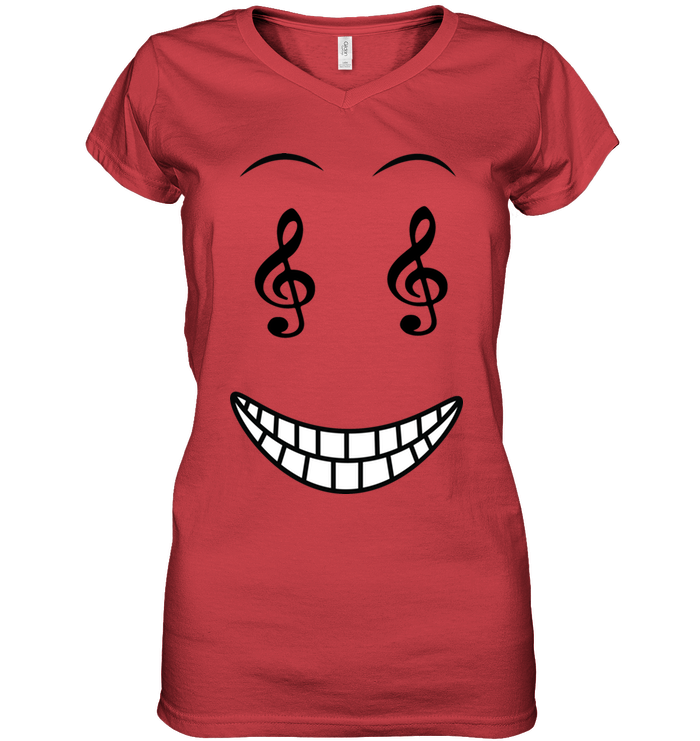 Happy Treble Face - Hanes Women's Nano-T® V-Neck T-Shirt