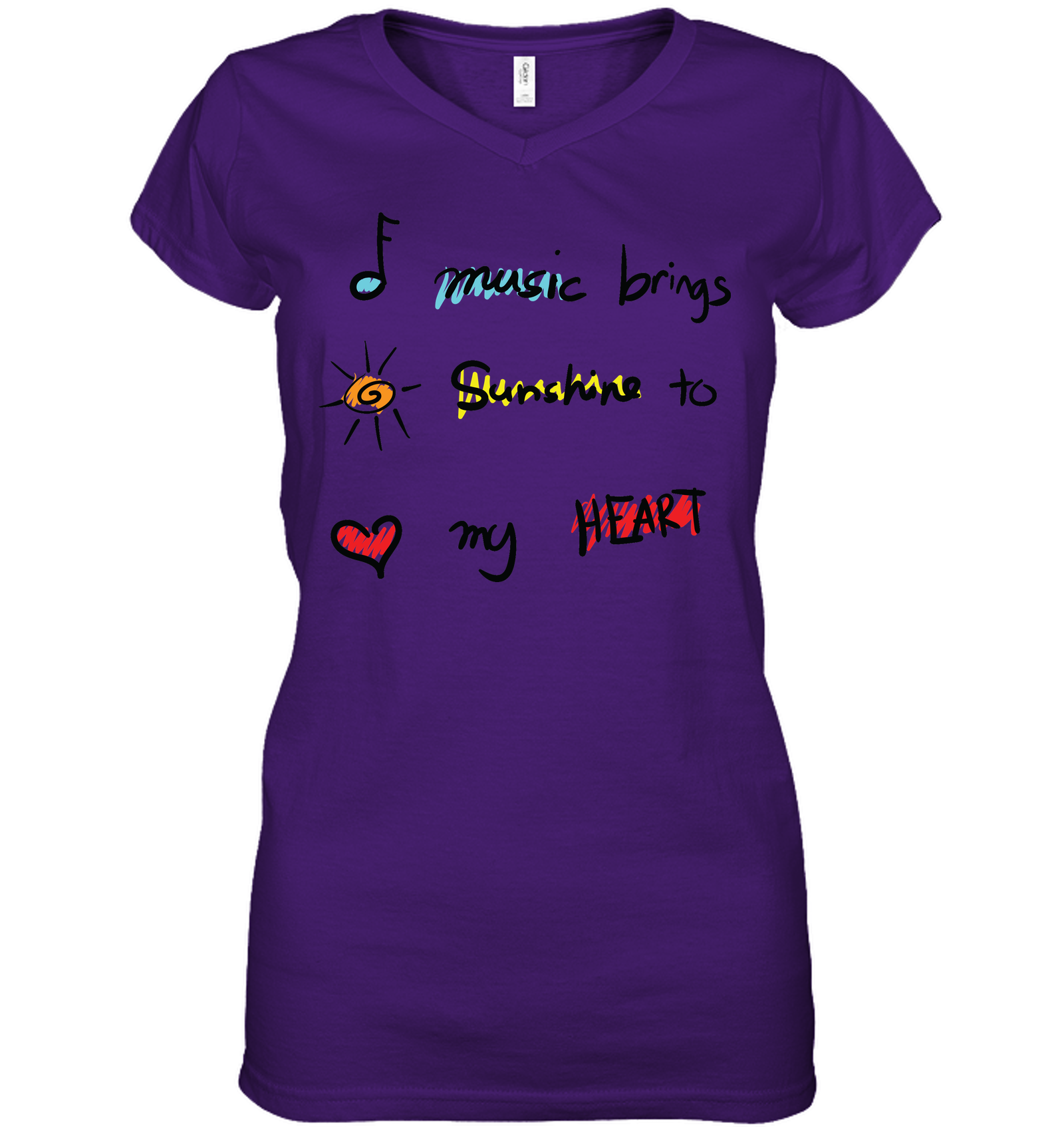 Music brings Sunshine to my Heart - Hanes Women's Nano-T® V-Neck T-Shirt