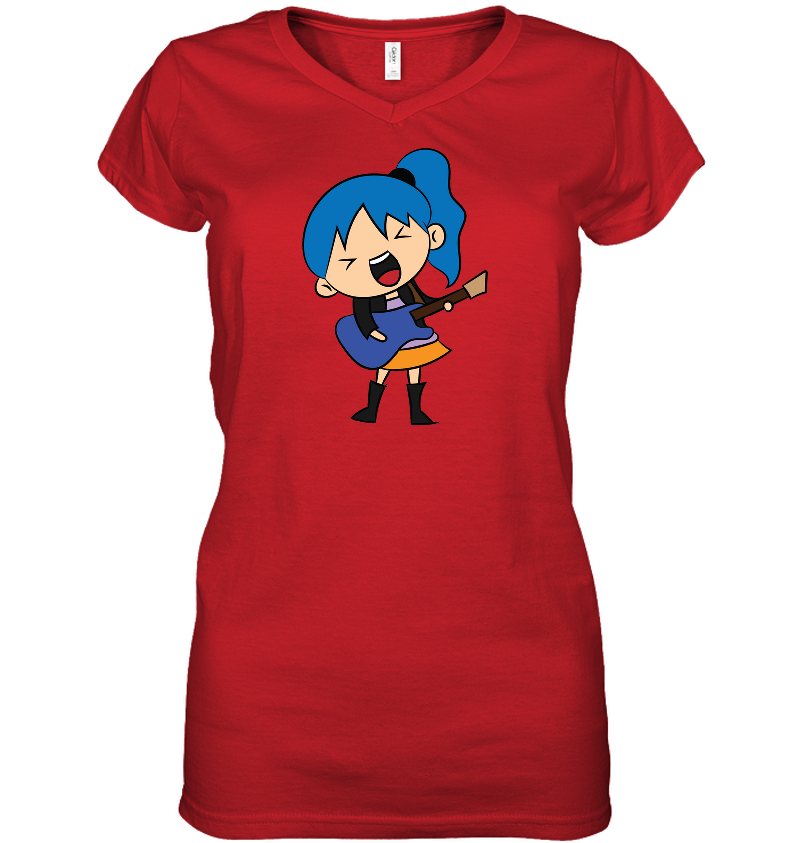 Girl Singin with Guitar - Hanes Women's Nano-T® V-Neck T-Shirt