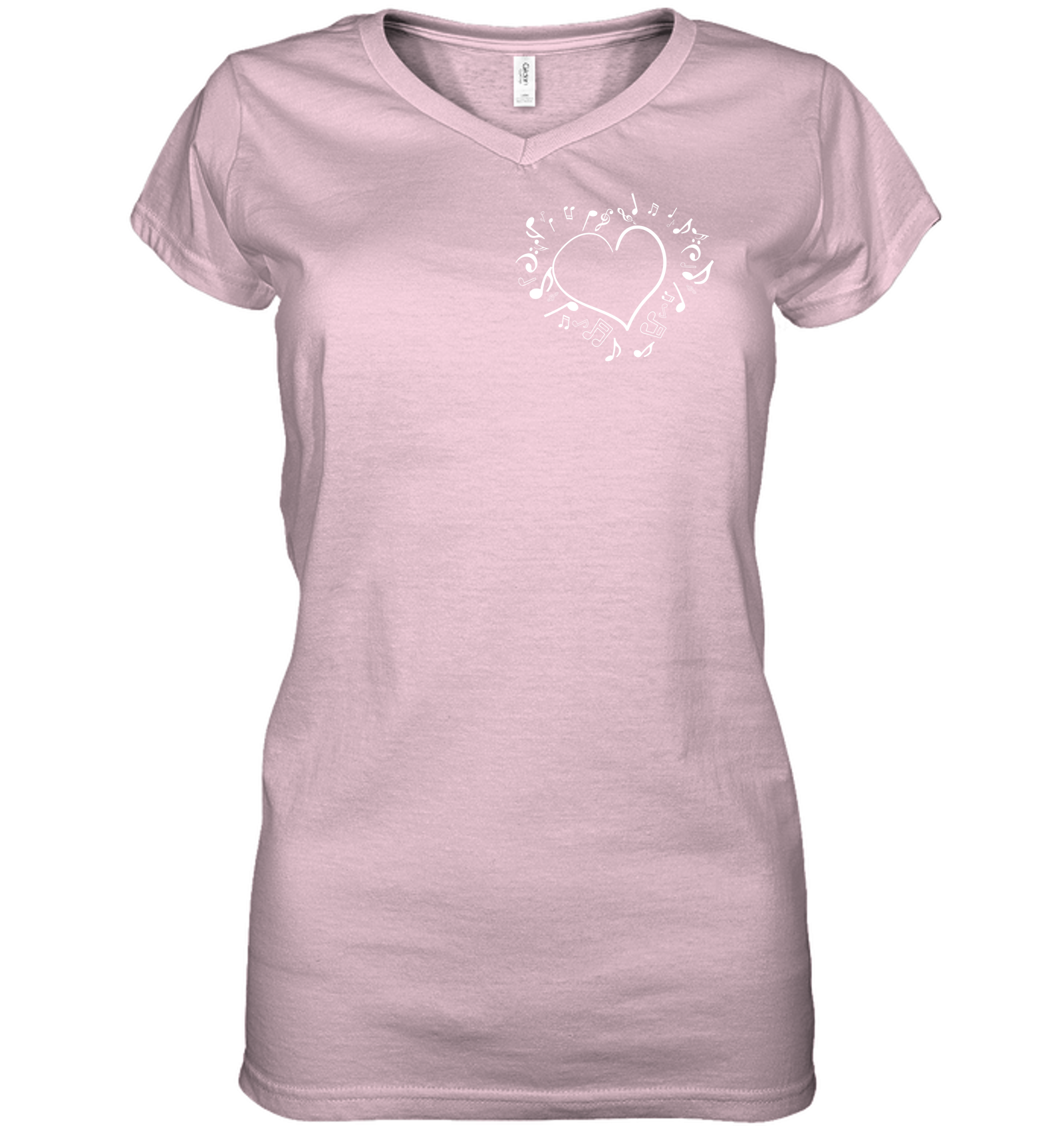 Floating Notes Heart White (Pocket Size) - Hanes Women's Nano-T® V-Neck T-Shirt