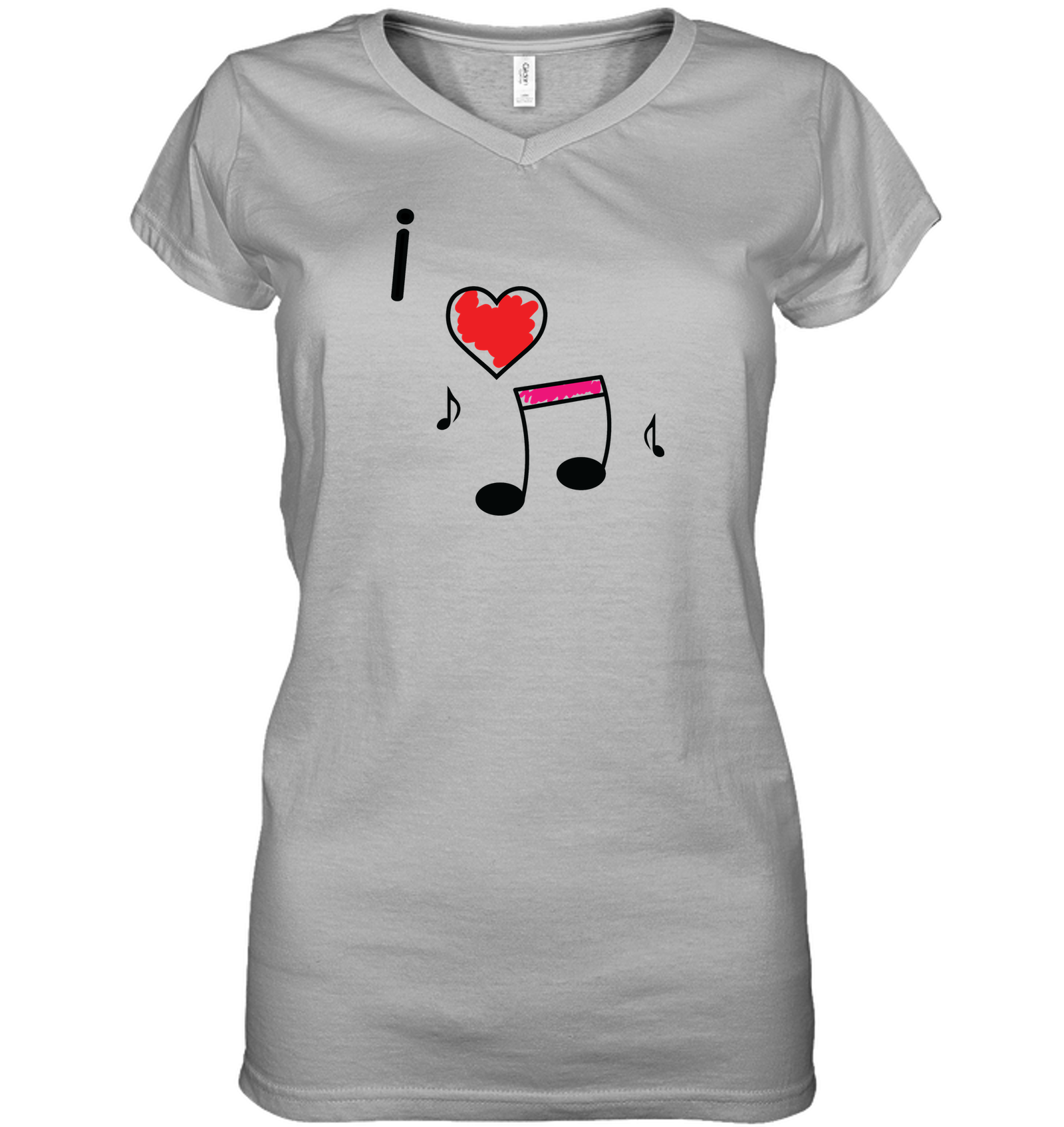 I Love Music Hearts and Fun - Hanes Women's Nano-T® V-Neck T-Shirt