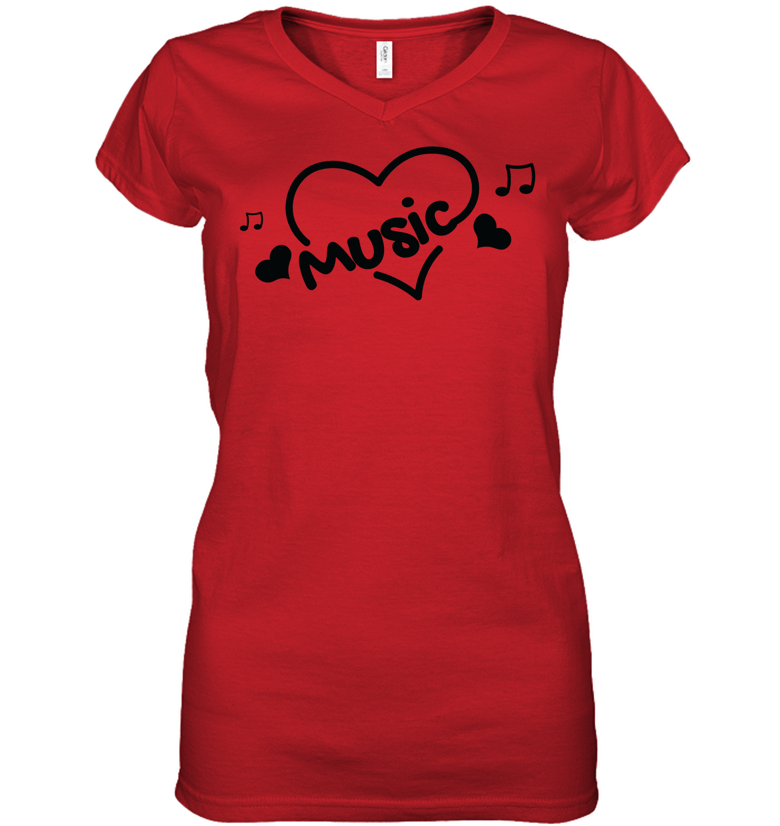 Music Hearts and Notes - Hanes Women's Nano-T® V-Neck T-Shirt