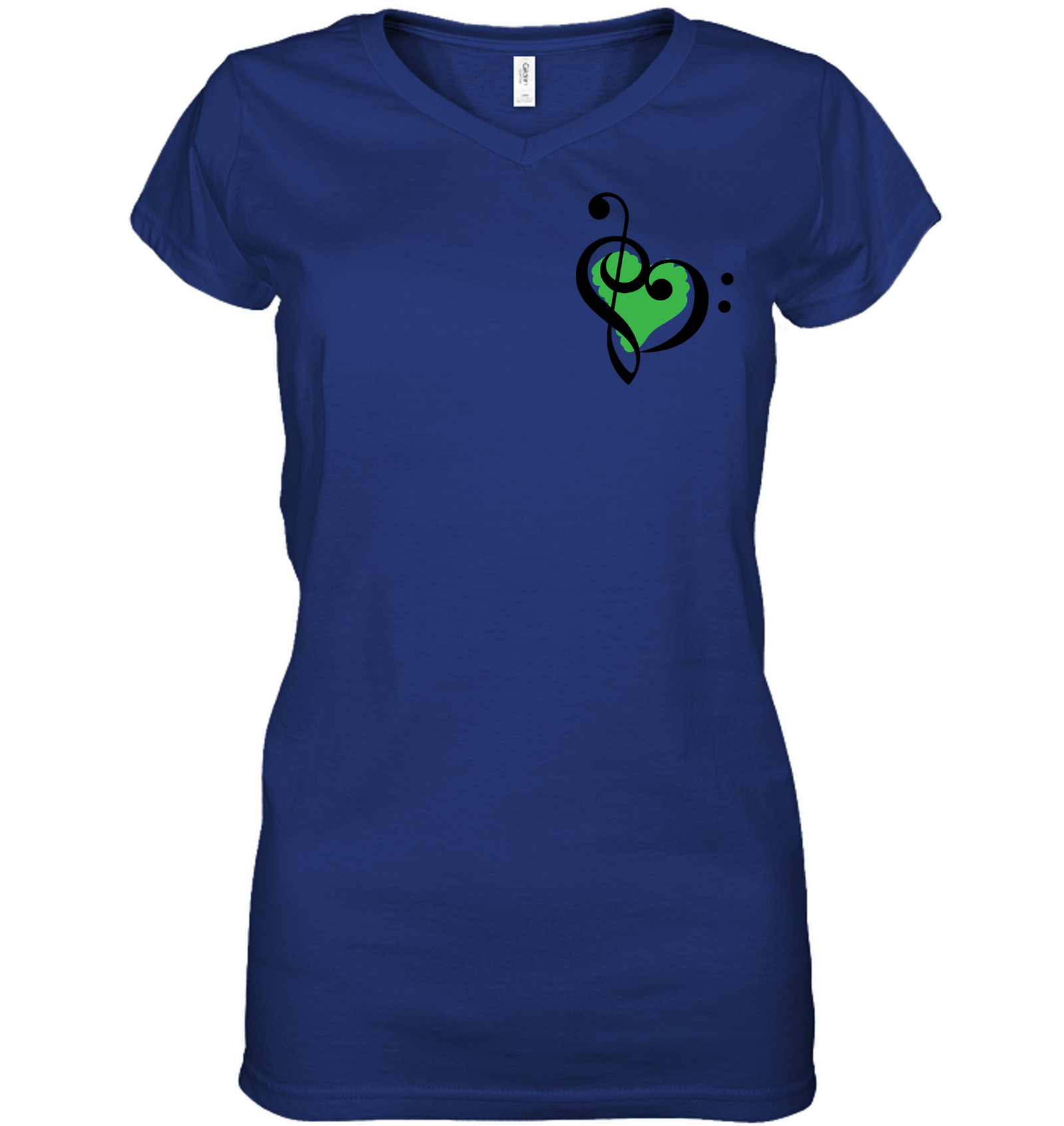 Treble Bass Green Heart (Pocket Size) - Hanes Women's Nano-T® V-Neck T-Shirt