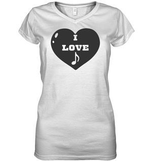 I Love Note Heart - Hanes Women's Nano-T® V-Neck T-Shirt