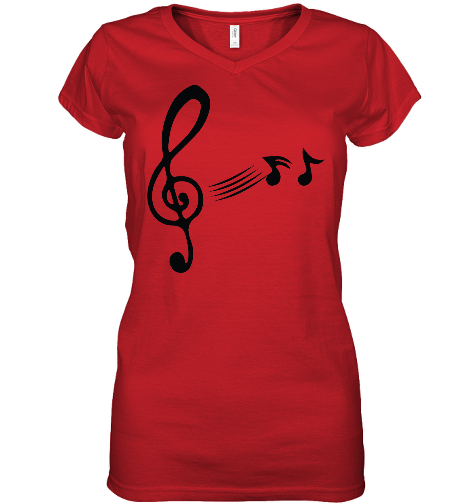 Treble Clef with floating Notes  - Hanes Women's Nano-T® V-Neck T-Shirt