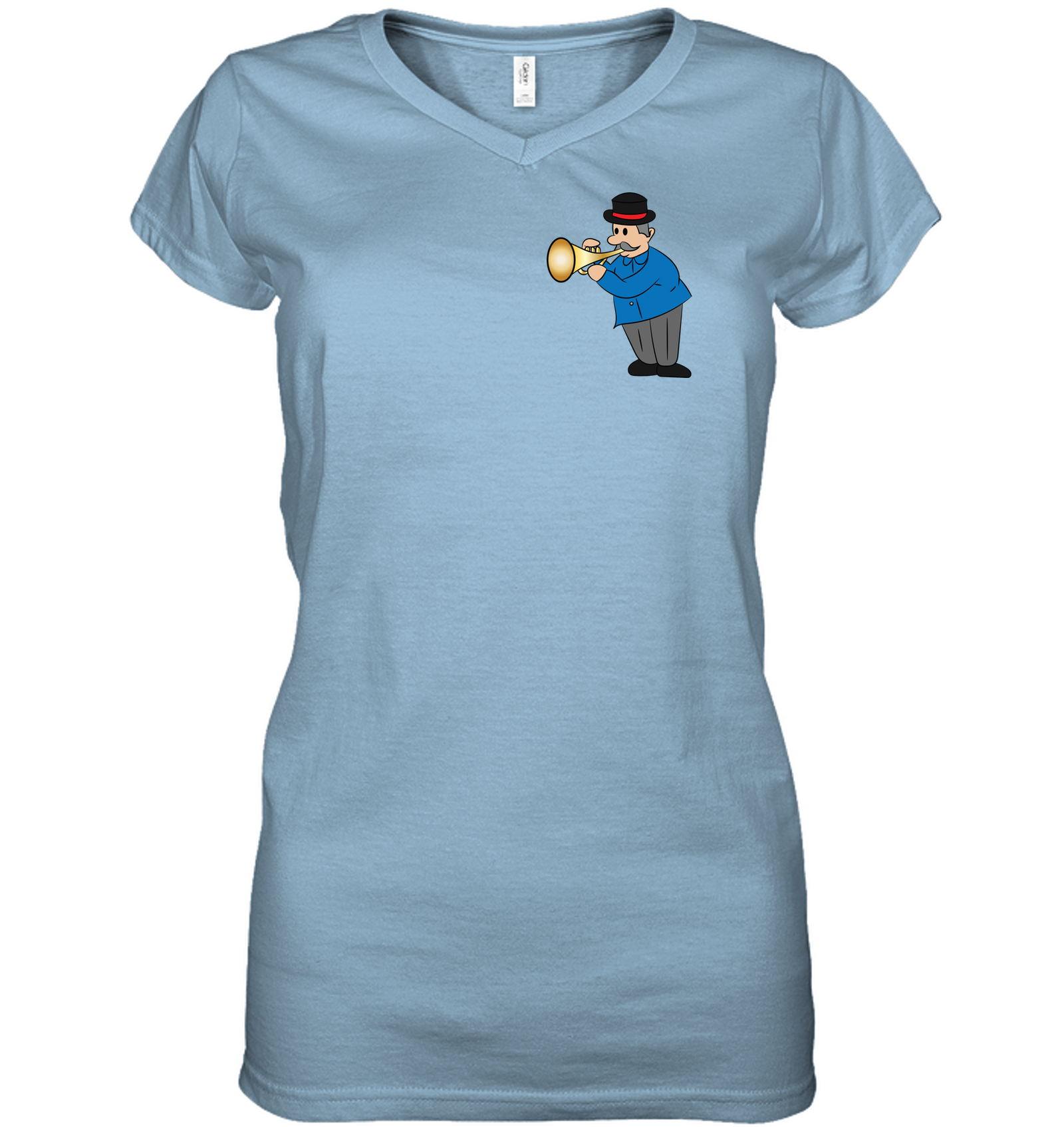 Man with Trumpet (Pocket Size) - Hanes Women's Nano-T® V-Neck T-Shirt