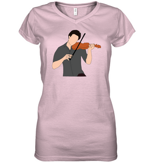 Guy Playin the Violin  - Hanes Women's Nano-T® V-Neck T-Shirt