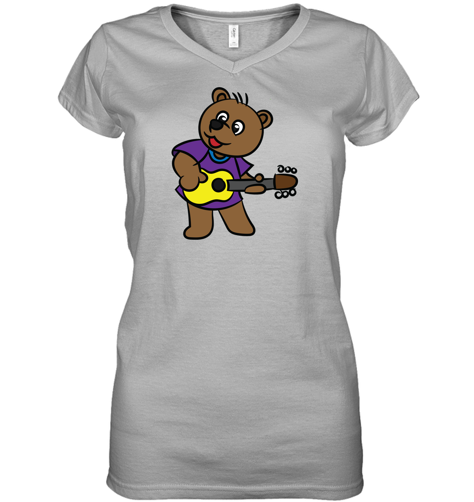 Bear Playing Guitar  - Hanes Women's Nano-T® V-Neck T-Shirt