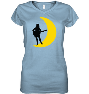 Moonlight Guitar Player - Hanes Women's Nano-T® V-Neck T-Shirt