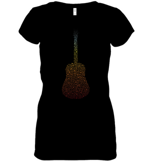 Guitar made of Notes - Hanes Women's Nano-T® V-Neck T-Shirt