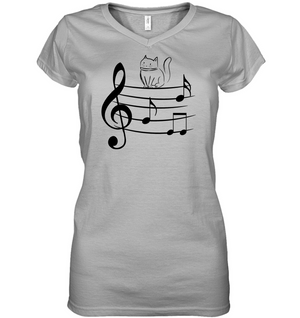 Kitty on a Staff - Hanes Women's Nano-T® V-Neck T-Shirt