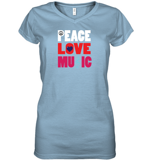 Peace Love Music - Hanes Women's Nano-T® V-Neck T-Shirt
