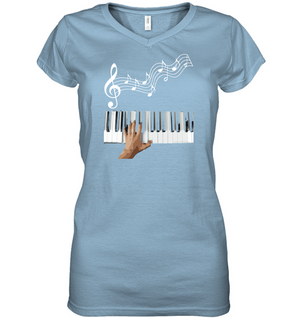 Playin the Keyboard - Hanes Women's Nano-T® V-Neck T-Shirt