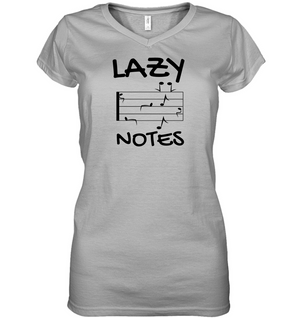 Lazy Notes (Black) - Hanes Women's Nano-T® V-Neck T-Shirt