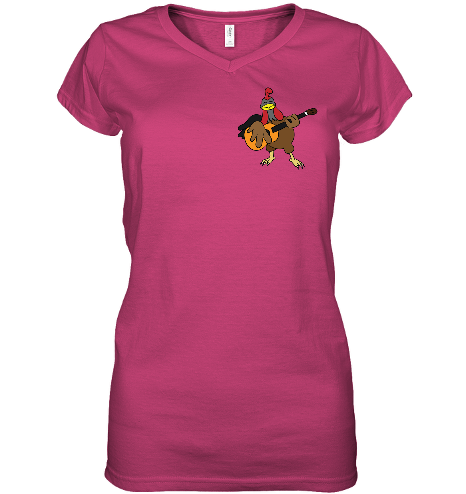Chicken with Guitar (Pocket Size)  - Hanes Women's Nano-T® V-Neck T-Shirt