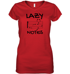 Lazy Notes (Black) - Hanes Women's Nano-T® V-Neck T-Shirt