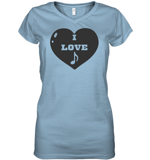 I Love Note Heart - Hanes Women's Nano-T® V-Neck T-Shirt