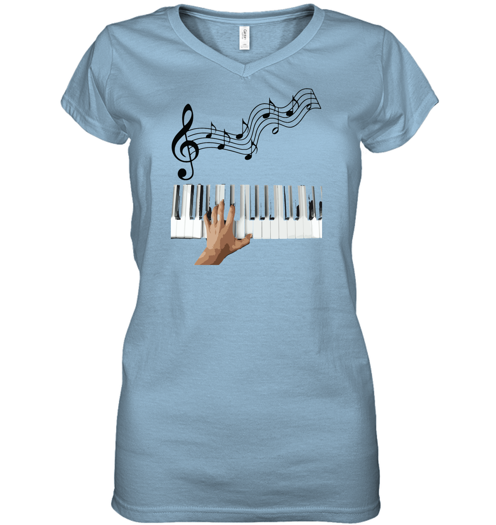 Playin the Keyboard Black Notes - Hanes Women's Nano-T® V-Neck T-Shirt