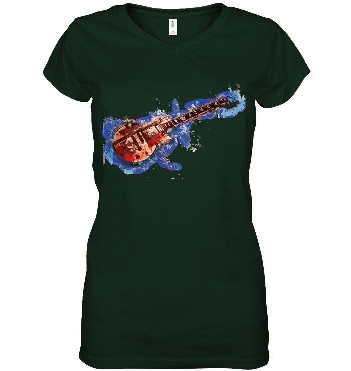 Guitar Art - Hanes Women's Nano-T® V-Neck T-Shirt