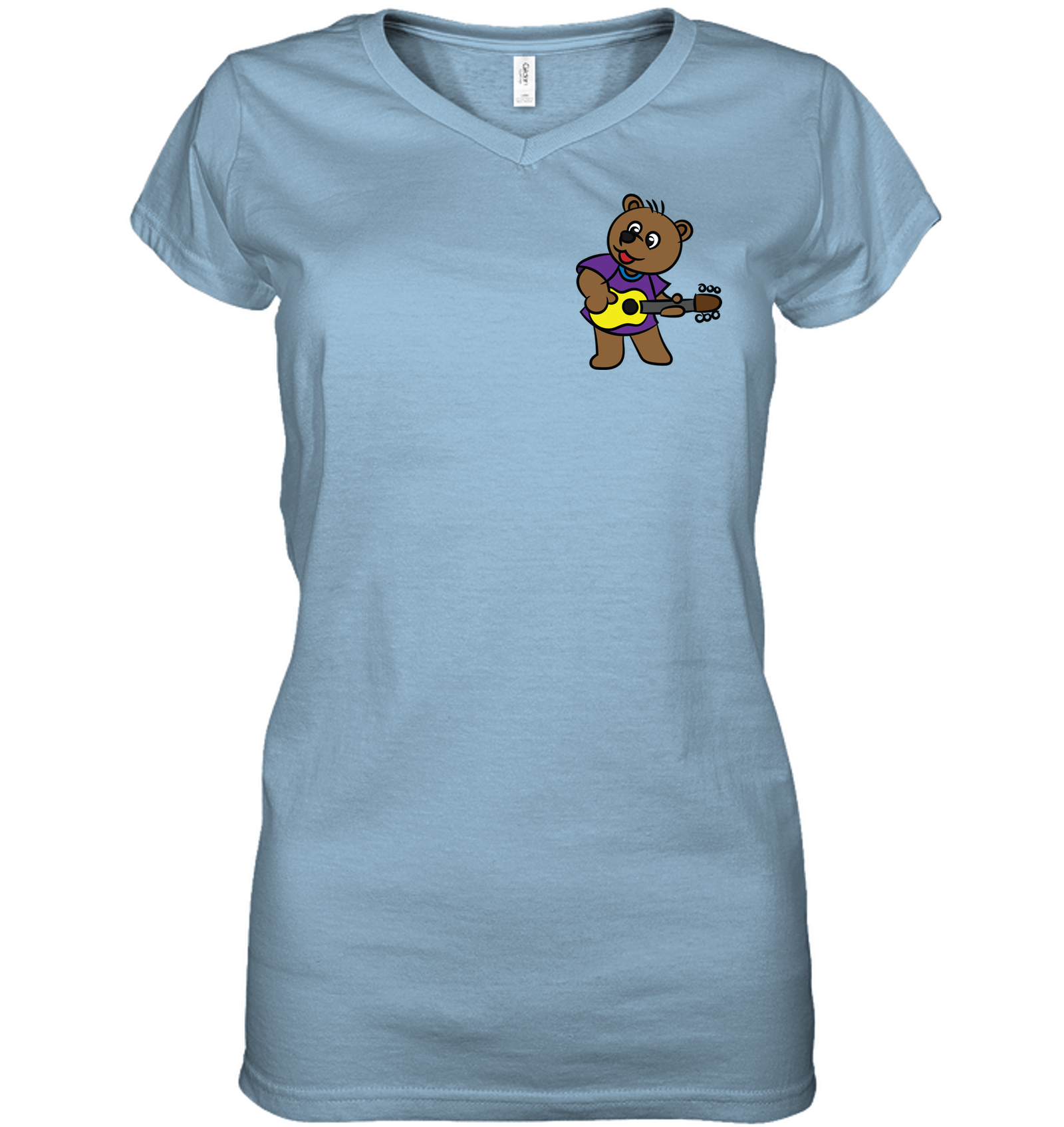 Bear Playing Guitar (Pocket Size)  - Hanes Women's Nano-T® V-Neck T-Shirt